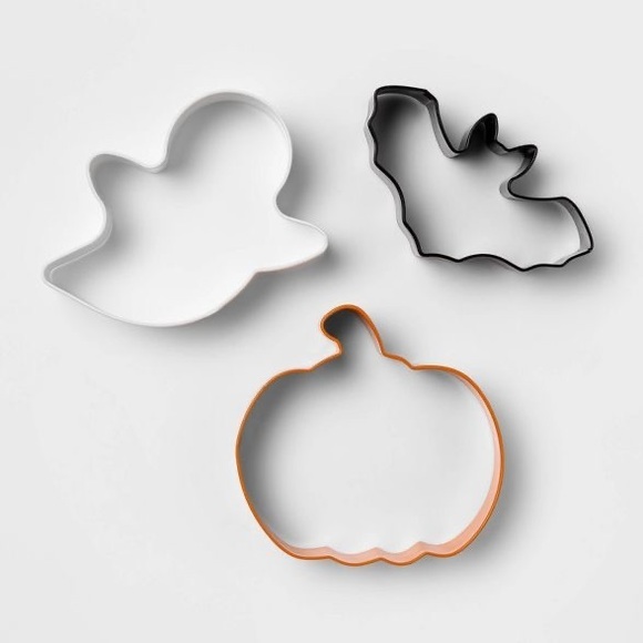 Halloween 3 piece Stainless Steel Cookie Cutter Set Ghost Pumpkin Bat nwt - Picture 1 of 3